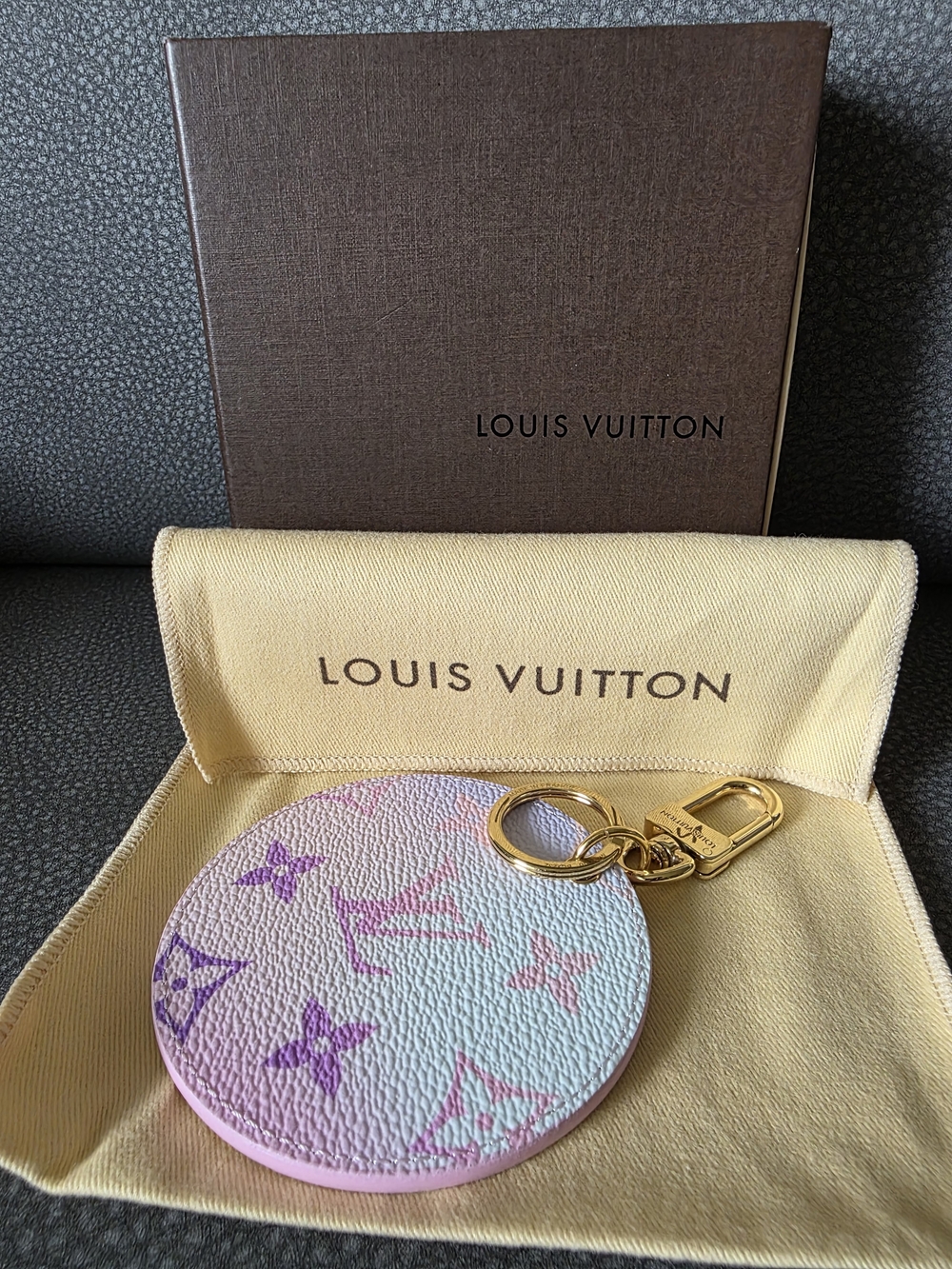 Louis Vuitton Pastel Monogram Round Key Ring / Bag Charm - Pink/Multicolor